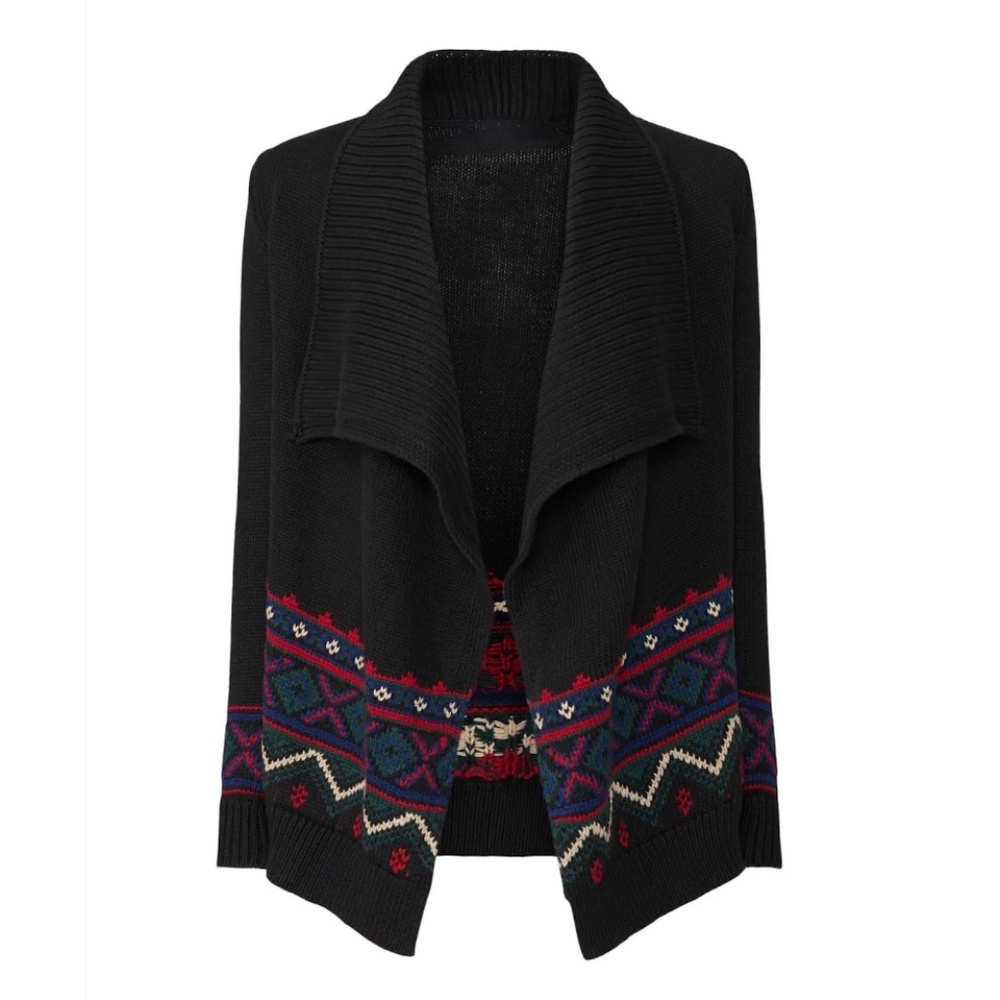 NWT Ralph Lauren Black Erindaria Aztec/ Fair Isle cardigan in size M